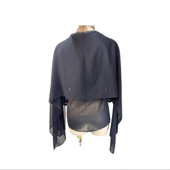 Rare Fossil Black Semi-Sheer Blouse with Shawl - Picture 5 of 5